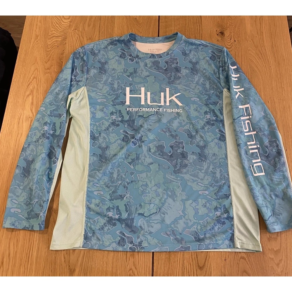 huk performance fishing Icon t shirt XL men's blue long sleeve